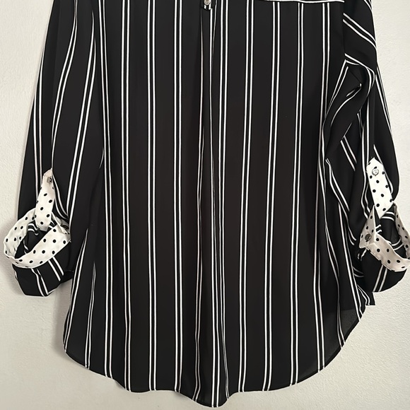 Zac & Rachel women black & off-white striped & polkadot button down shirt - Picture 10 of 13